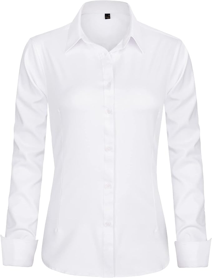 .VER Womens Dress Shirts Long Sleeve Button Down Shirt Wrinkle-Free Business Casual Blouse Office Work Tops