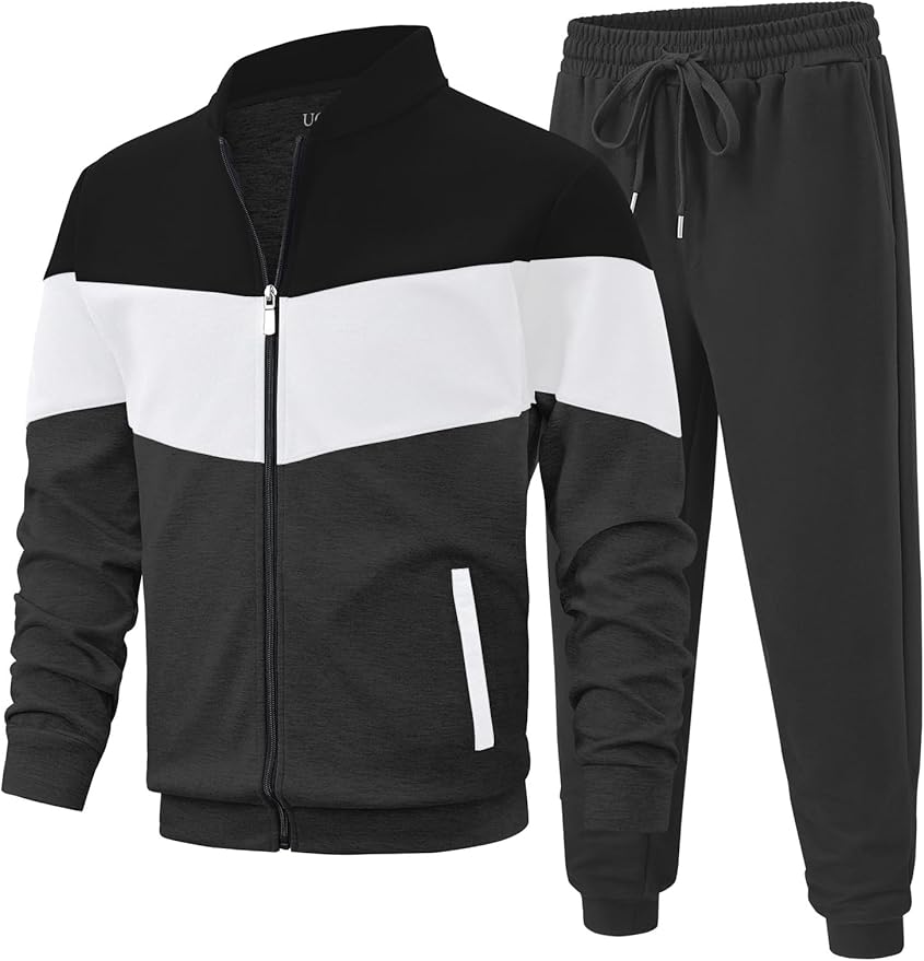 Men’s Tracksuits Set Full Zip Jacket & Sweatpants 2 Piece Athletic Jogging Suits Casual Sports Color Block Outfit